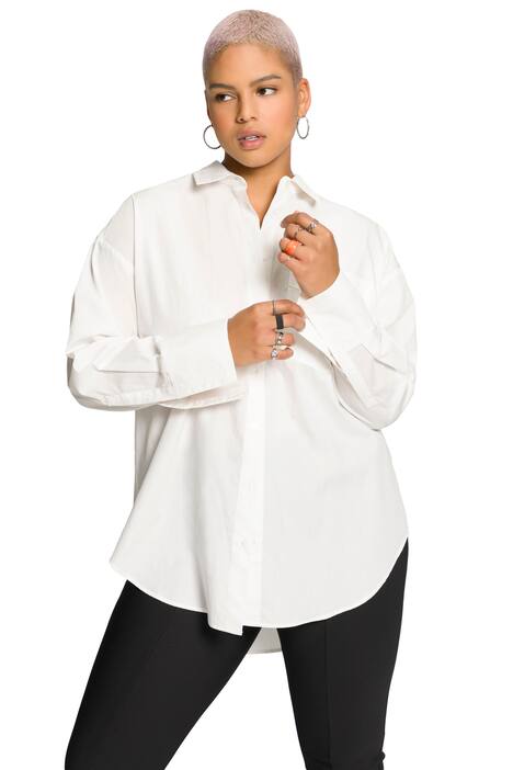 Košilová halenka, oversize, límeček, dlouhé rukávy