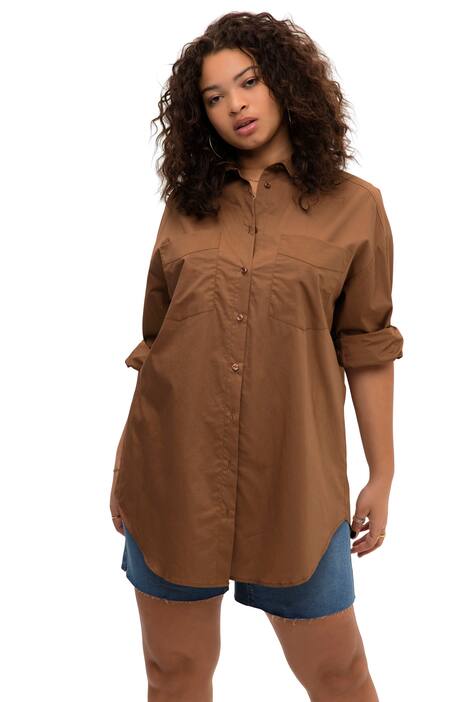 Košilová halenka, oversize, límeček, dlouhé rukávy