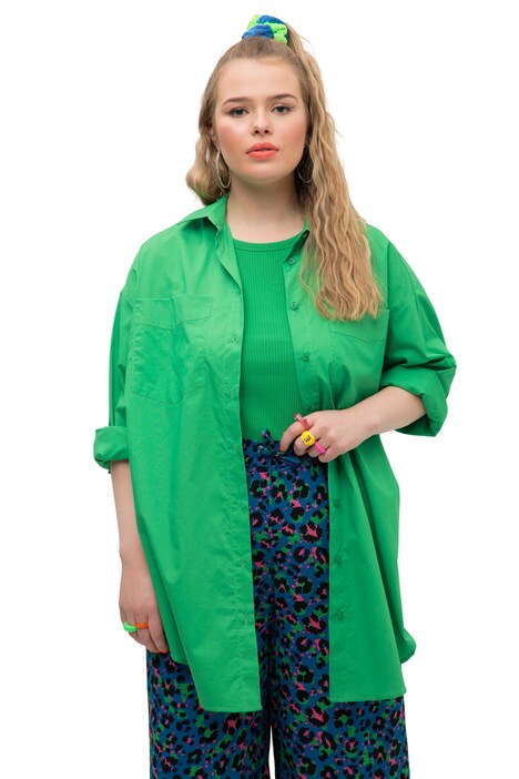 Košilová halenka, oversize, límeček, dlouhé rukávy