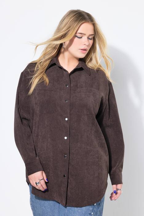 Cord-Hemd, oversized, Hemdkragen, Langarm