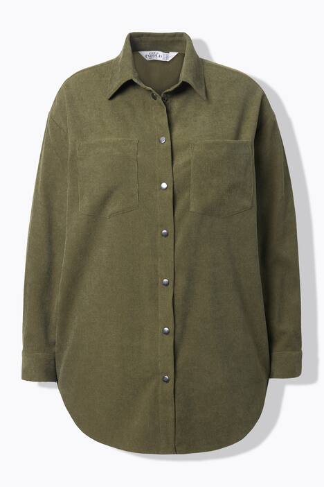 Cord-Hemd, oversized, Hemdkragen, Langarm