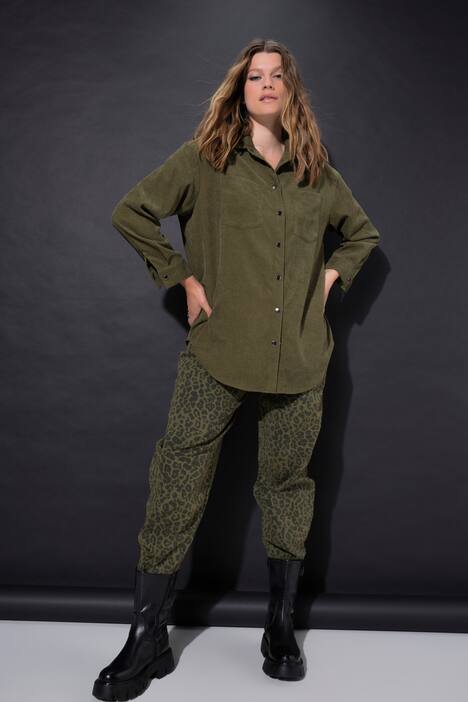Cord-Hemd, oversized, Hemdkragen, Langarm