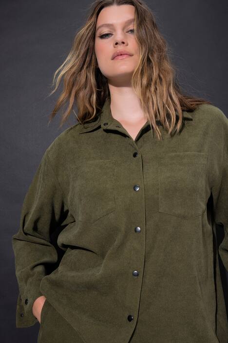 Cord-Hemd, oversized, Hemdkragen, Langarm