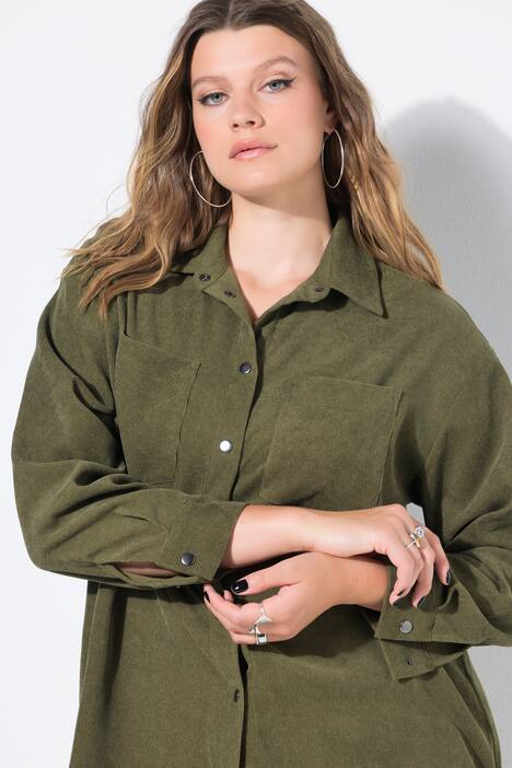 Cord-Hemd, oversized, Hemdkragen, Langarm