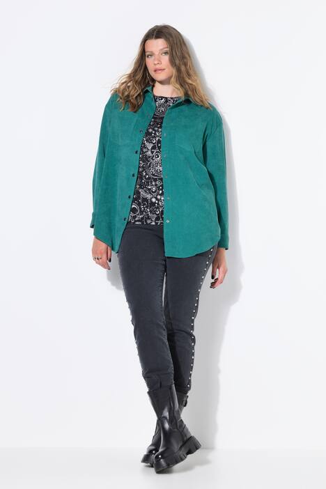 Cord-Hemd, oversized, Hemdkragen, Langarm