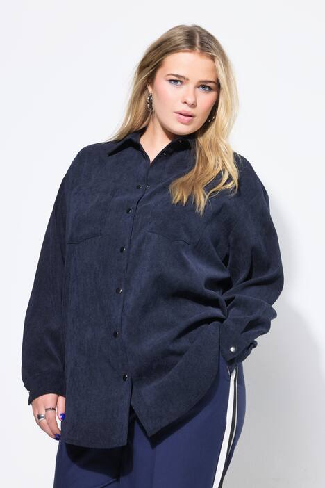 Cord-Hemd, oversized, Hemdkragen, Langarm