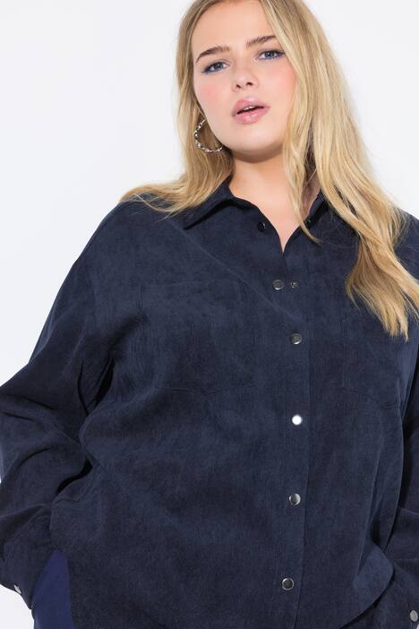 Cord-Hemd, oversized, Hemdkragen, Langarm
