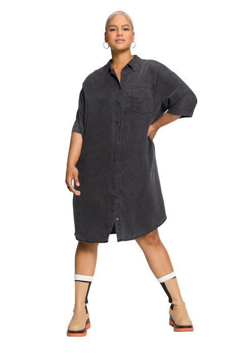 Džínové košilové šaty, oversize