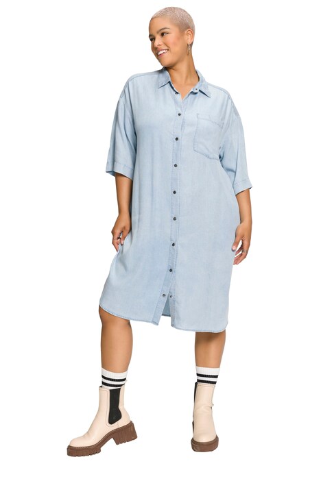 Džínové košilové šaty, oversize