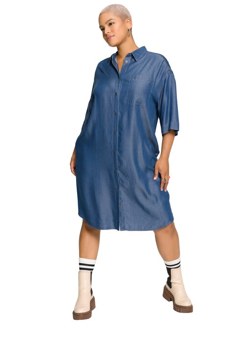 Džínové košilové šaty, oversize