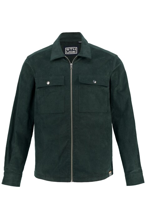 STHUGE košile, svrchní, manšestr, zip, dlouhé rukávy, Modern střih, Kent límeček, do 8XL