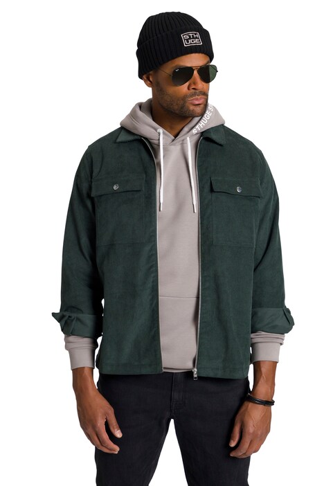 STHUGE košile, svrchní, manšestr, zip, dlouhé rukávy, Modern střih, Kent límeček, do 8XL