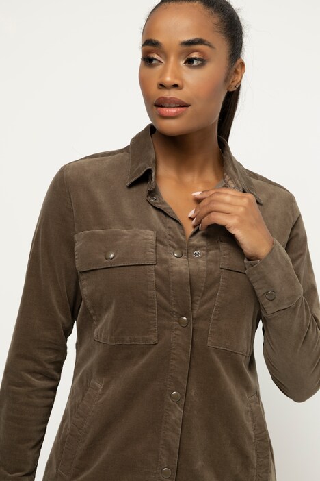 Longbluse Identity, Babycord, Hemdkragen, Langarm