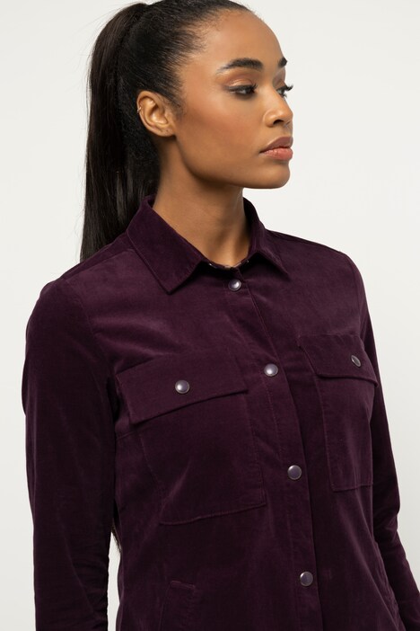 Longbluse Identity, Babycord, Hemdkragen, Langarm