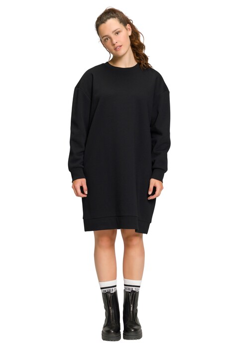 Teplákové šaty, oversize, midi délka, kulatý výstřih, dlouhé rukávy