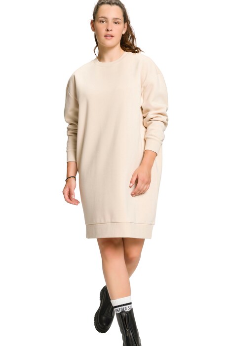 Teplákové šaty, oversize, midi délka, kulatý výstřih, dlouhé rukávy