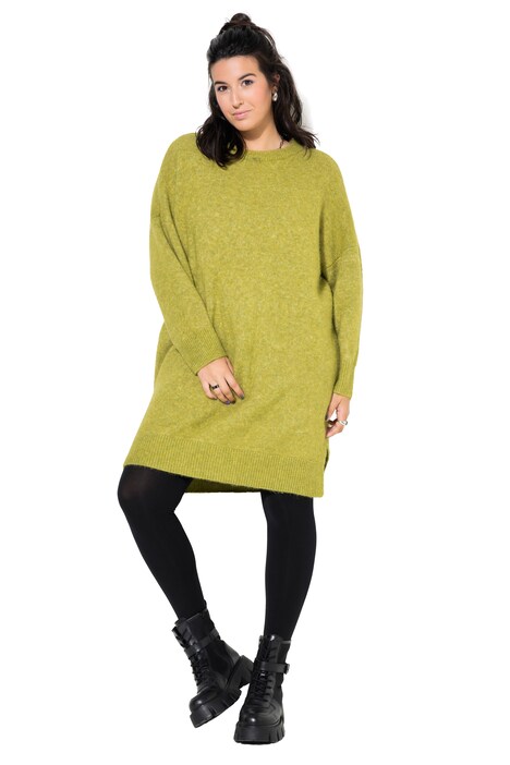 Úpletové šaty, oversize, midi délka, kulatý výstřih, dlouhé rukávy