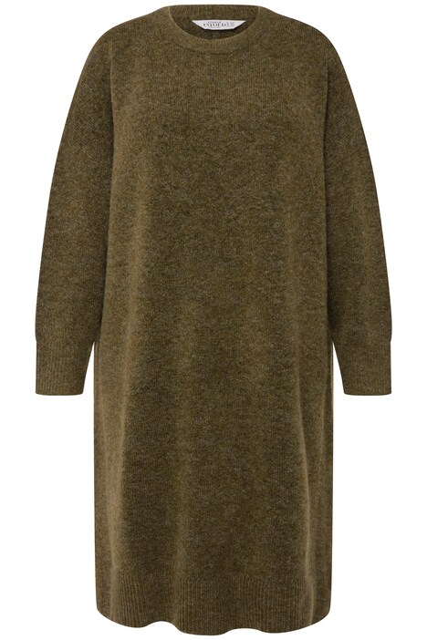 Úpletové šaty, oversize, midi délka, kulatý výstřih, dlouhé rukávy