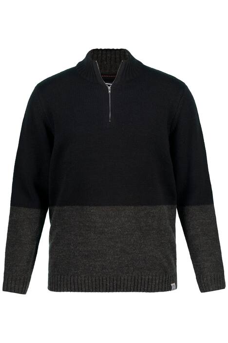 STHUGE troyer, jemný úplet, stojáček se zipem, dlouhé rukávy, do 8XL