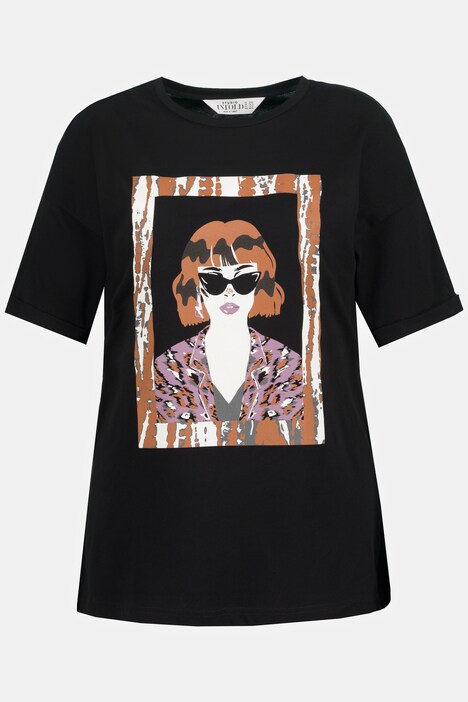 T-shirt, oversized, model print, ronde hals, korte mouwen
