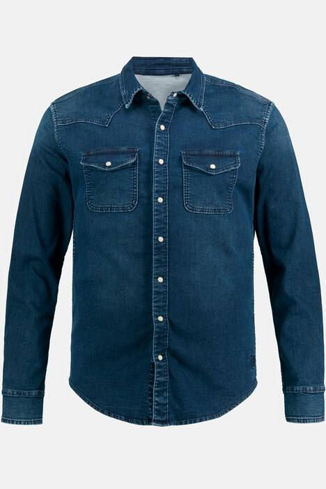 Camicia di jeans con FLEXNAMIC® e maniche lunghe, colletto ad apertura inglese e taglio modern basic