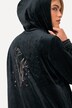 Sweatjakke i fløyel, tulipaner, hette, glitterdetaljer
