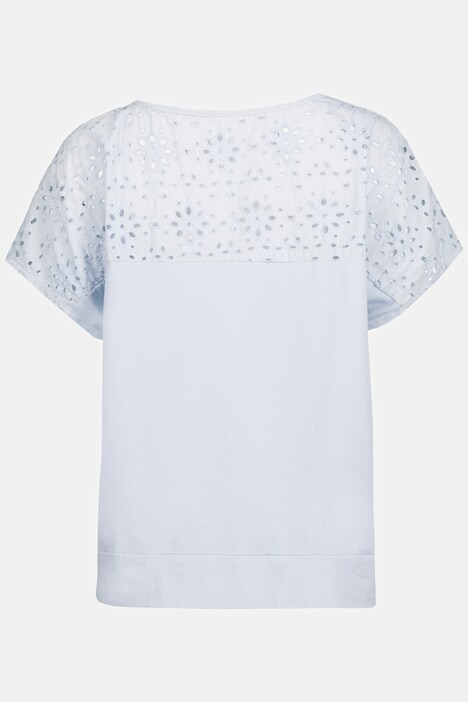T-Shirt, Ajour-Stickerei, Oversized, Rundhals, Halbarm