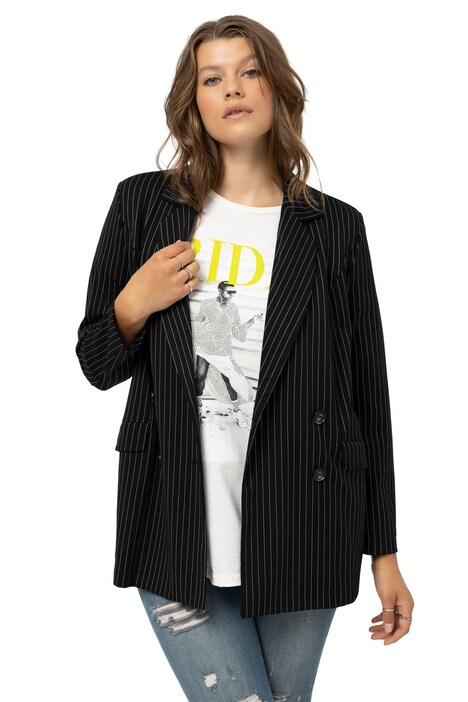 Žerzejový blejzr, oversize, dvouřadý, elegantní proužky