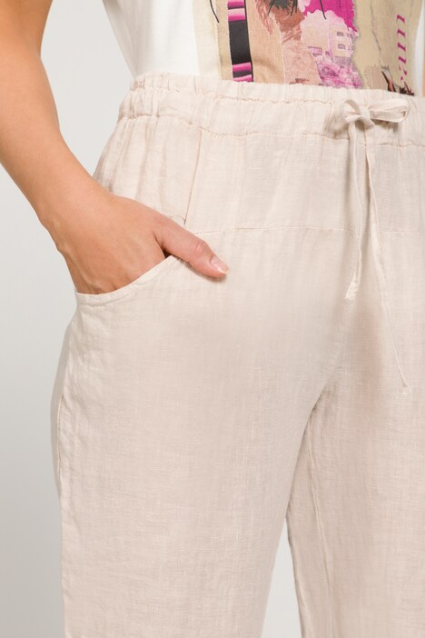 Leinenhose, konisches Bein, Elastikbund, Kordel