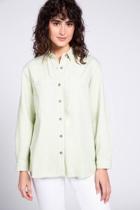Hemdbluse, Oversized, Hemdkragen, Langarm