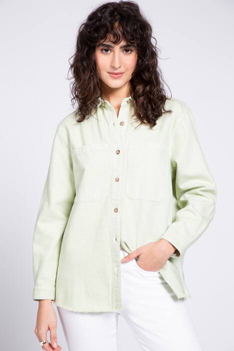 Hemdbluse, Oversized, Hemdkragen, Langarm