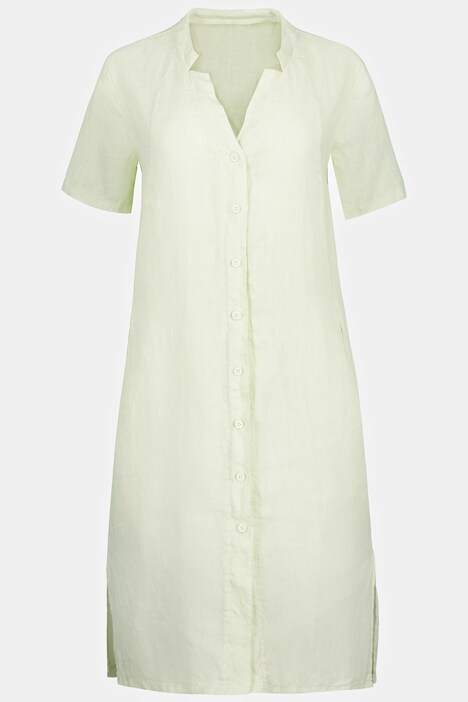 Leinenkleid Identity, gerader Schnitt, V-Ausschnitt, Halbarm