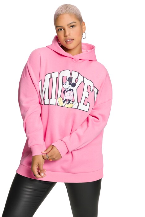 Mikina s kapucí, oversize, Mickey Mouse potisk, dlouhé rukávy