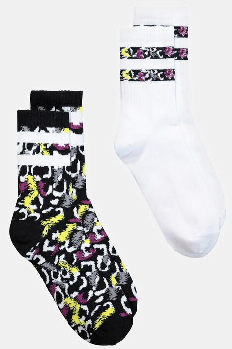 Chaussettes tendance, côtelées, lot de 2, imprimé