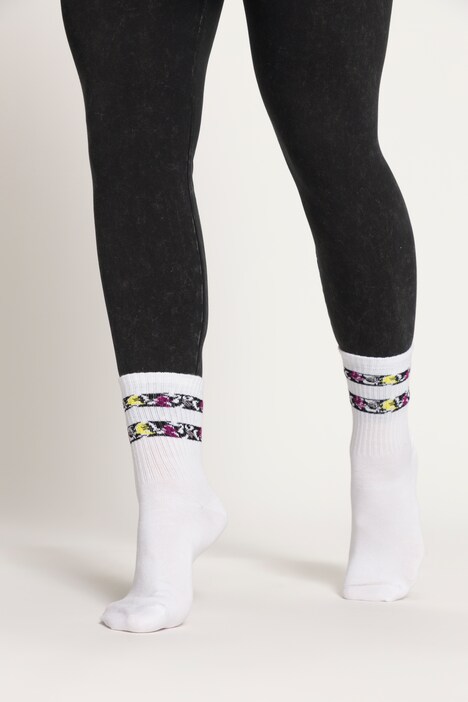 Chaussettes tendance, côtelées, lot de 2, imprimé