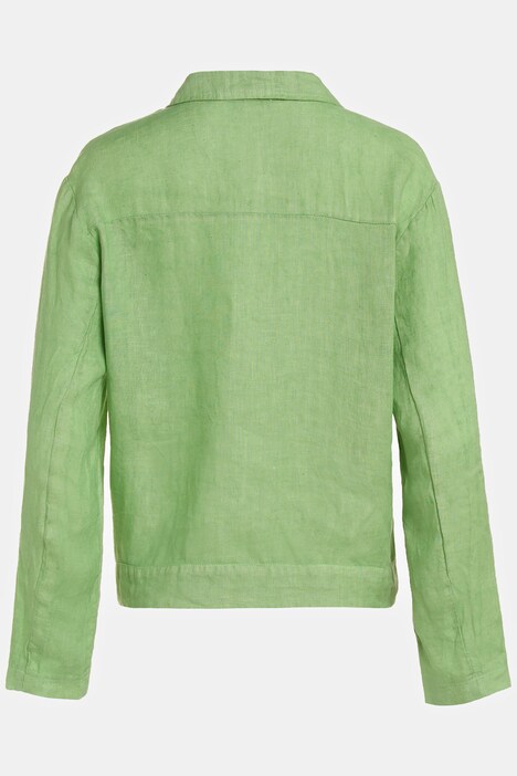 Jacke, Leinen, Jeansjacken-Schnitt, Hemdkragen, Langarm