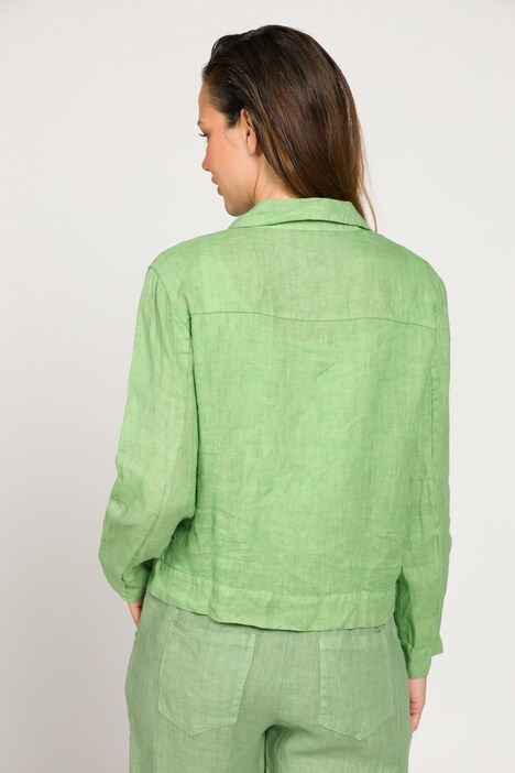 Jacke, Leinen, Jeansjacken-Schnitt, Hemdkragen, Langarm