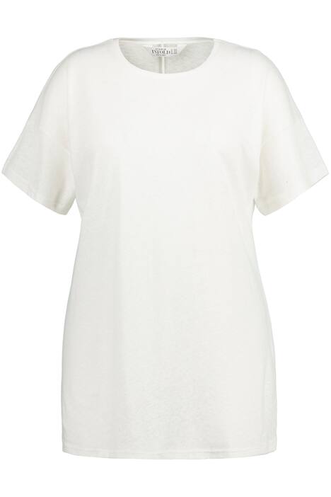 Tričko, dlouhé, oversize, lněná směs, kulatý výstřih, krátké rukávy