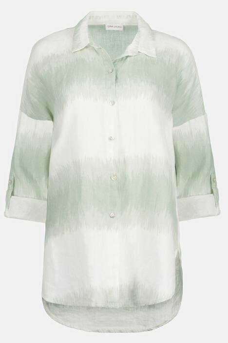 Bluse, Leinen, Loose Fit, Batik-Streifen, 3/4-Ärmel