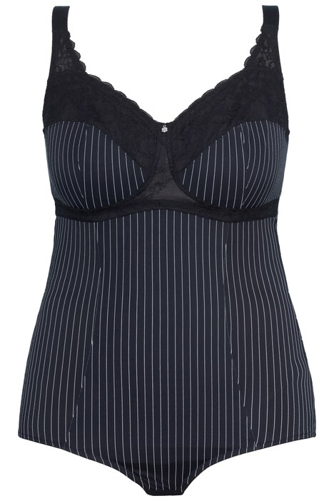 Tvarující body, elegantní proužky, integrovaná podprsenka