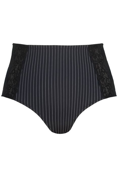 Tvarující maxi kalhotky, vysoký pas, elegantní proužky, krajkové vsadky