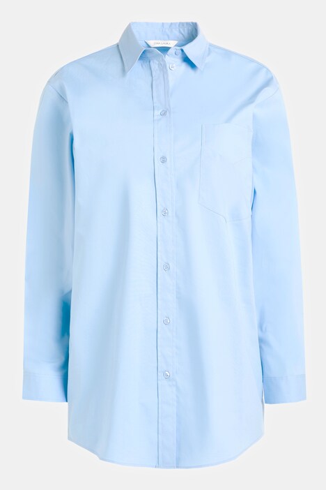 Bluse, Longform, Hemdkragen, Brusttasche, Langarm,