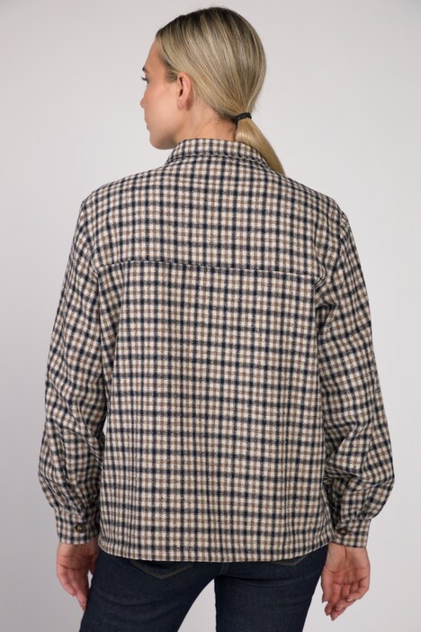 Hemdjacke, oversized, Karo, Hemdkragen, Langarm