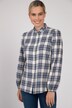 Bluse, Karomuster, Stehkragen, weiter Langarm