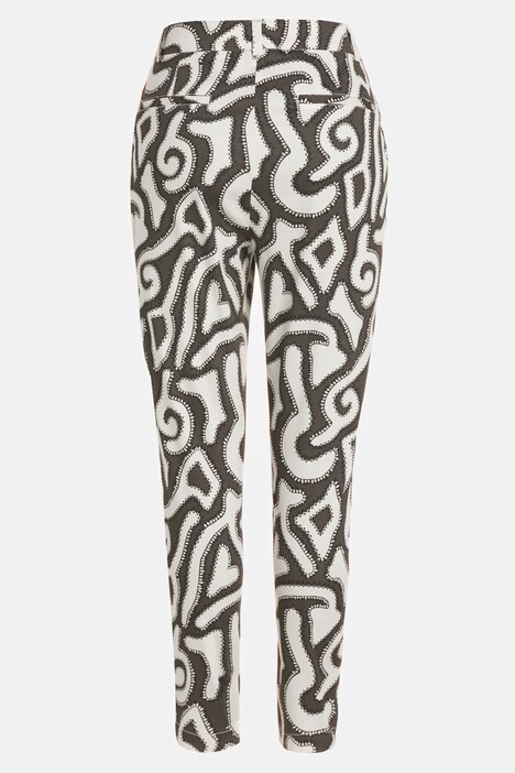 Hose Identity, Satin, Allover Print, schmal geschnitten