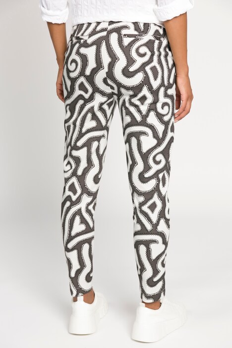 Hose Identity, Satin, Allover Print, schmal geschnitten