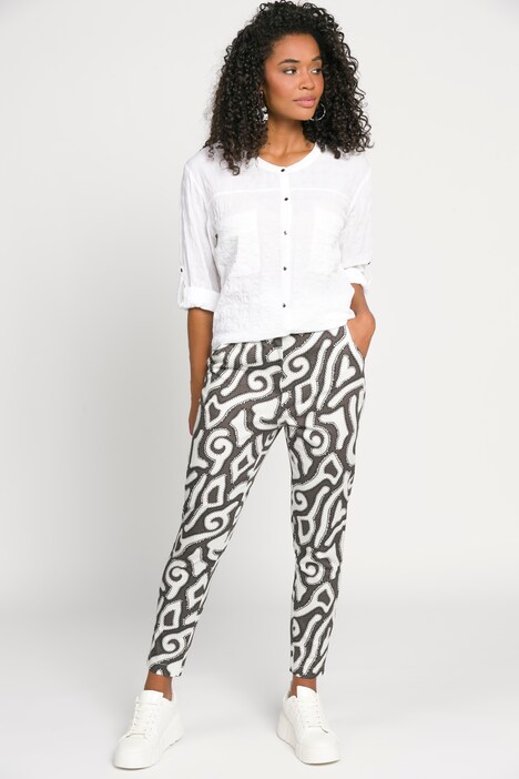 Hose Identity, Satin, Allover Print, schmal geschnitten