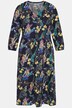 Robe tunique, paon, ligne trapèze, col en V, manches 3/4