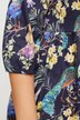 Robe tunique, paon, ligne trapèze, col en V, manches 3/4