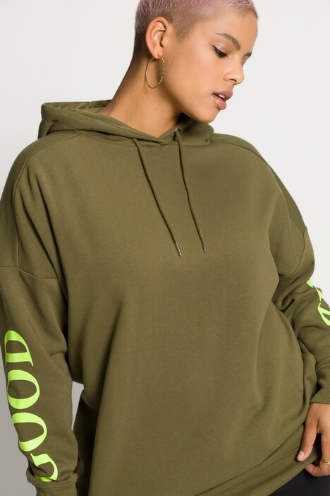 Hoodie, oversized, Neon Ärmel-Statement, Kapuze